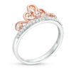 Thumbnail Image 2 of 0.115 CT. T.W. Diamond Crown Ring in Sterling Silver and 10K Rose Gold