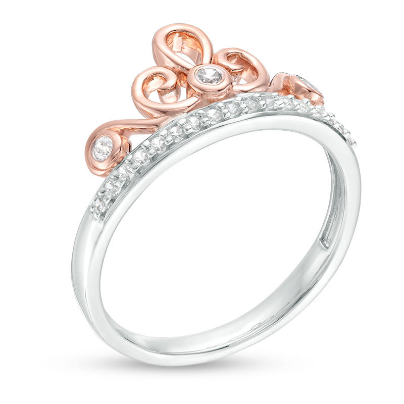 0.115 CT. T.W. Diamond Crown Ring in Sterling Silver and 10K Rose Gold