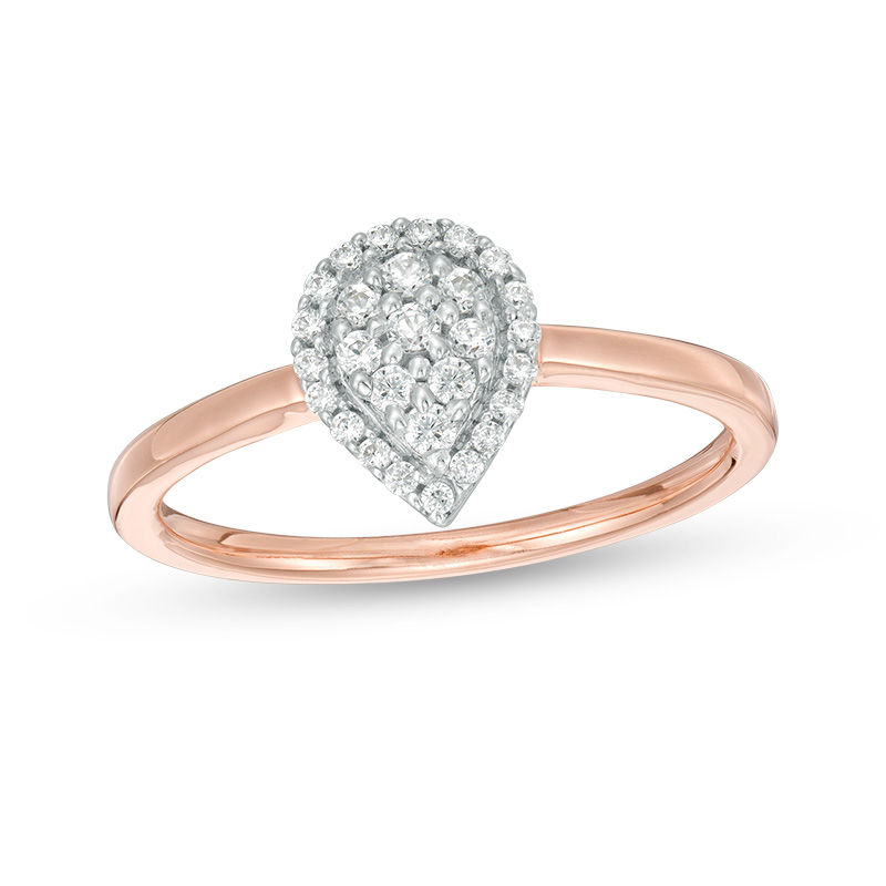 0.18 CT. T.W. Pear-Shaped Composite Diamond Frame Ring in 10K Rose Gold