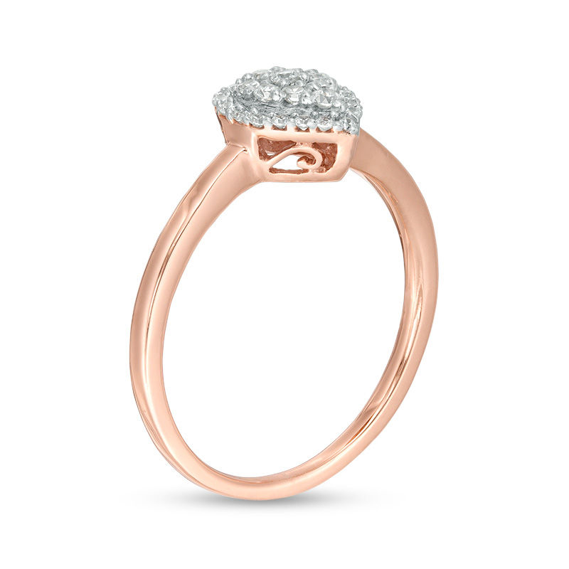 0.18 CT. T.W. Pear-Shaped Composite Diamond Frame Ring in 10K Rose Gold