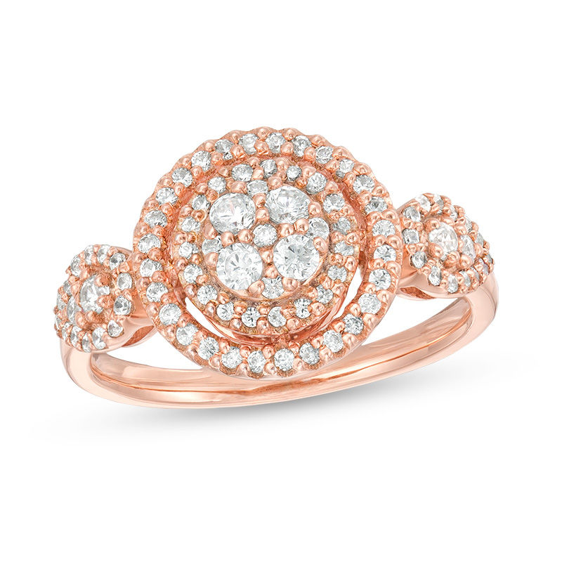 0.58 CT. T.W. Composite Diamond Double Frame Ring in 10K Rose Gold