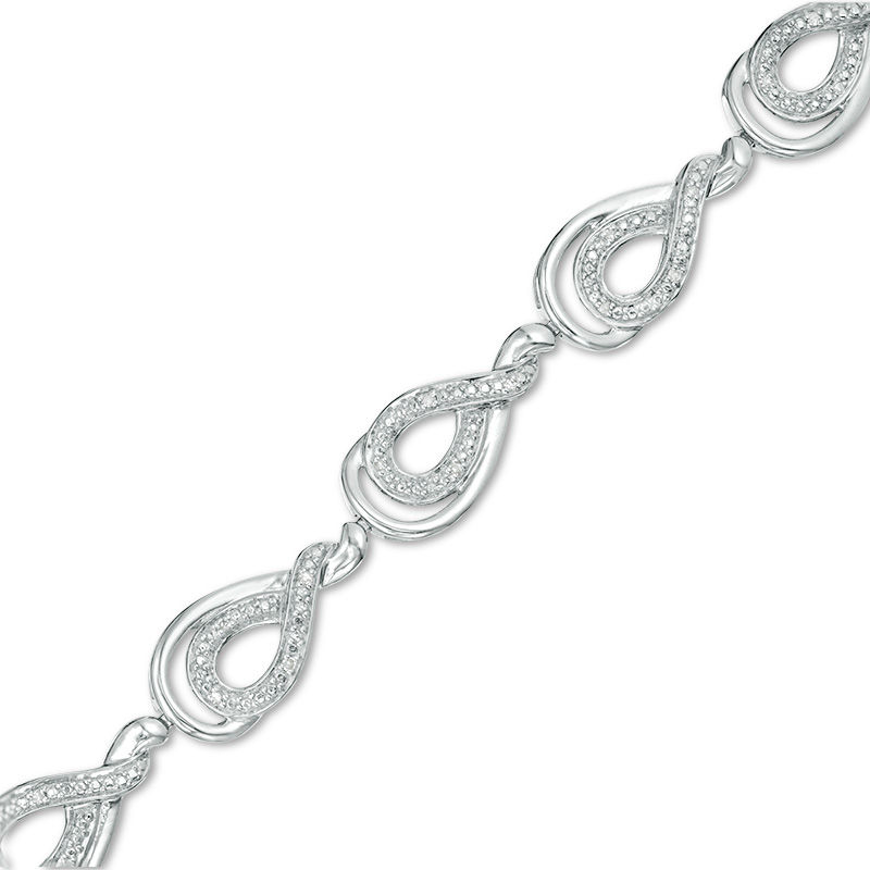 Main Image 1 of 0.10 CT. T.W. Diamond Teardrop Bracelet in Sterling Silver