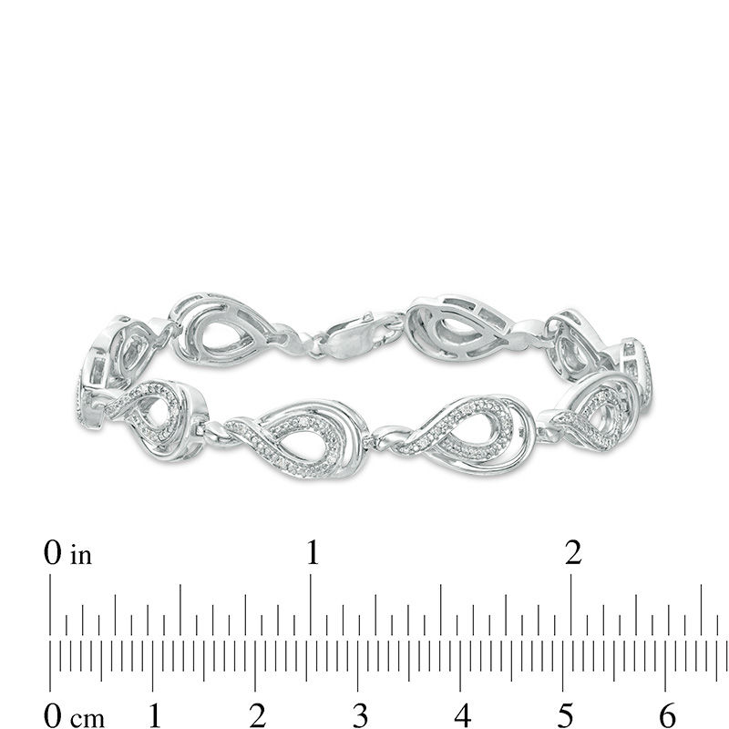 Main Image 4 of 0.10 CT. T.W. Diamond Teardrop Bracelet in Sterling Silver