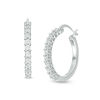 Thumbnail Image 0 of Diamond Accent Beaded Hoop Earrings in Sterling Silver