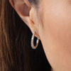 Thumbnail Image 1 of Diamond Accent Beaded Hoop Earrings in Sterling Silver