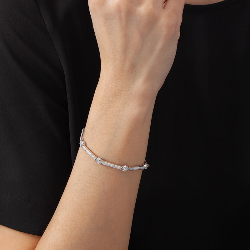 Main Image 2 of 0.95 CT. T.W. Certified Canadian Diamond Station Bracelet in 14K White Gold (I/I2)