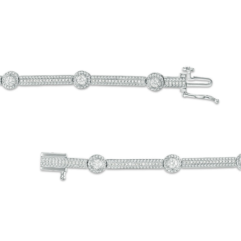 0.95 CT. T.W. Certified Canadian Diamond Station Bracelet in 14K White Gold (I/I2)