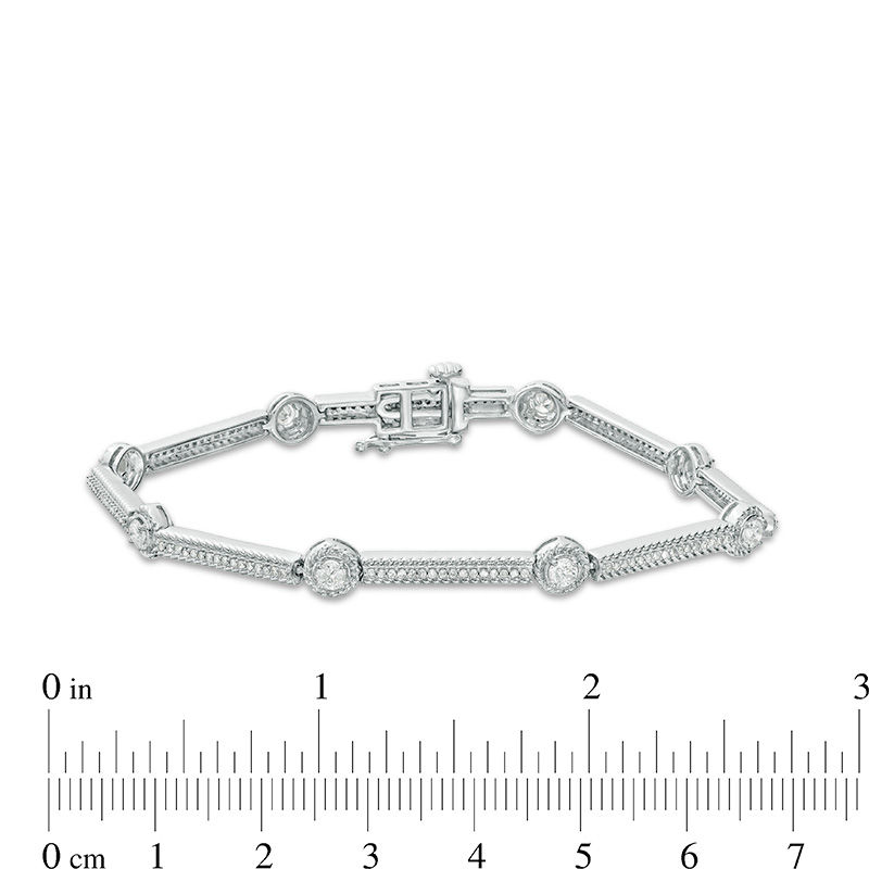 Main Image 4 of 0.95 CT. T.W. Certified Canadian Diamond Station Bracelet in 14K White Gold (I/I2)
