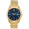 Thumbnail Image 0 of Men's Citizen Eco-Drive® Corso Diamond Accent Gold-Tone Watch with Blue Dial (Model: BM7103-51L)
