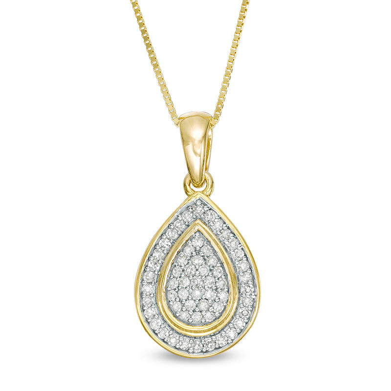 0.24 CT. T.W. Composite Diamond Teardrop Pendant in 10K Gold | Peoples ...