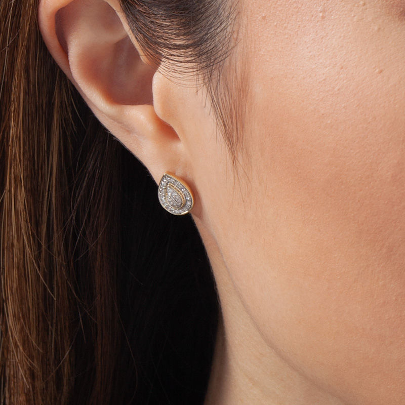 Main Image 2 of 0.26 CT. T.W. Composite Diamond Teardrop Frame Stud Earrings in 10K Gold