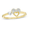 Thumbnail Image 0 of 0.04 CT. T.W. Diamond Triple Heart Ring in Sterling Silver with 10K Gold Plate