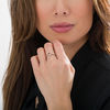 Thumbnail Image 2 of 0.07 CT. T.W. Diamond Double Heart Ring in Sterling Silver and 10K Rose Gold