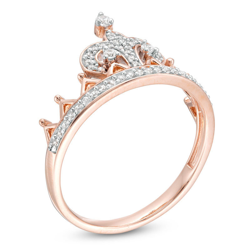 0.18 CT. T.W. Diamond Fleur-de-Lis Crown Ring in 10K Rose Gold