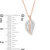 Thumbnail Image 3 of 0.16 CT. T.W. Diamond Leaf Pendant in 10K Rose Gold