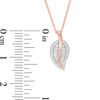 Thumbnail Image 2 of 0.16 CT. T.W. Diamond Leaf Pendant in 10K Rose Gold