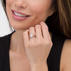 Thumbnail Image 1 of 1.00 CT. T.W. Certified Canadian Pear-Shaped Diamond Frame Engagement Ring in 14K Two-Tone Gold (I/SI2)