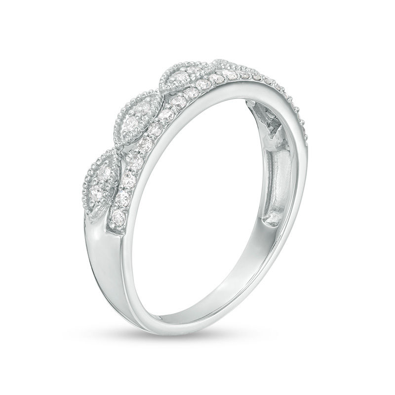 0.24 CT. T.W. Diamond Marquise Vintage-Style Stacked Ring 10K White Gold