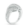 0.98 CT. T.W. Baguette and Round Diamond Multi-Row Wave Ring in 10K White Gold