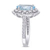 Thumbnail Image 2 of Oval Aquamarine and 0.74 CT. T.W. Diamond Double Scallop Frame Floral Ring in 14K White Gold