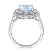 Thumbnail Image 3 of Oval Aquamarine and 0.74 CT. T.W. Diamond Double Scallop Frame Floral Ring in 14K White Gold