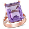 Thumbnail Image 1 of Emerald-Cut Amethyst and 0.44 CT. T.W. Diamond Split Shank Ring in 14K Rose Gold
