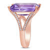 Thumbnail Image 2 of Emerald-Cut Amethyst and 0.44 CT. T.W. Diamond Split Shank Ring in 14K Rose Gold