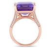 Thumbnail Image 3 of Emerald-Cut Amethyst and 0.44 CT. T.W. Diamond Split Shank Ring in 14K Rose Gold