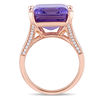 Thumbnail Image 4 of Emerald-Cut Amethyst and 0.44 CT. T.W. Diamond Split Shank Ring in 14K Rose Gold