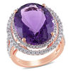 Thumbnail Image 0 of Oval Amethyst and 0.93 CT. T.W. Diamond Double Frame Split Shank Ring in 14K Rose Gold