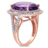 Thumbnail Image 2 of Oval Amethyst and 0.93 CT. T.W. Diamond Double Frame Split Shank Ring in 14K Rose Gold
