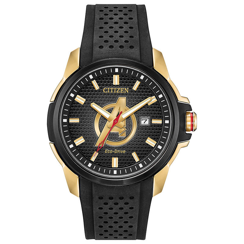 Men's Citizen Eco-Drive® Avengers Two-Tone Strap Watch with Black Dial (Model: AW1155-03W)|Peoples Jewellers