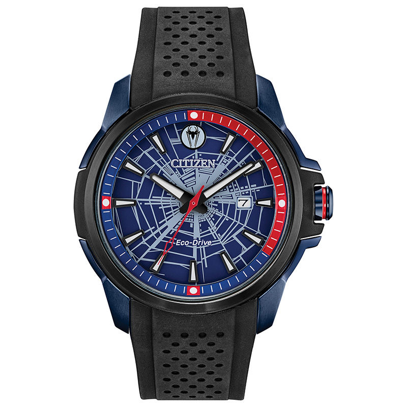 Men's Citizen Eco-Drive® Spider-Man Two-Tone Strap Watch with Blue Dial (Model: AW1156-01W)|Peoples Jewellers