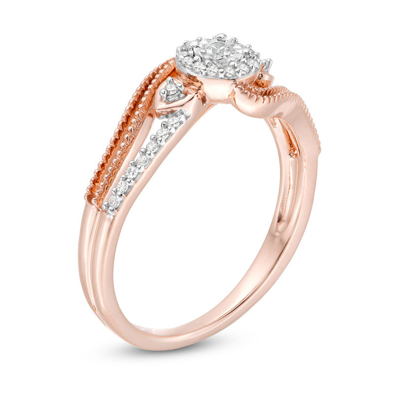 0.145 CT. T.W. Diamond Bypass Split Shank Vintage-Style Ring in 10K Rose Gold