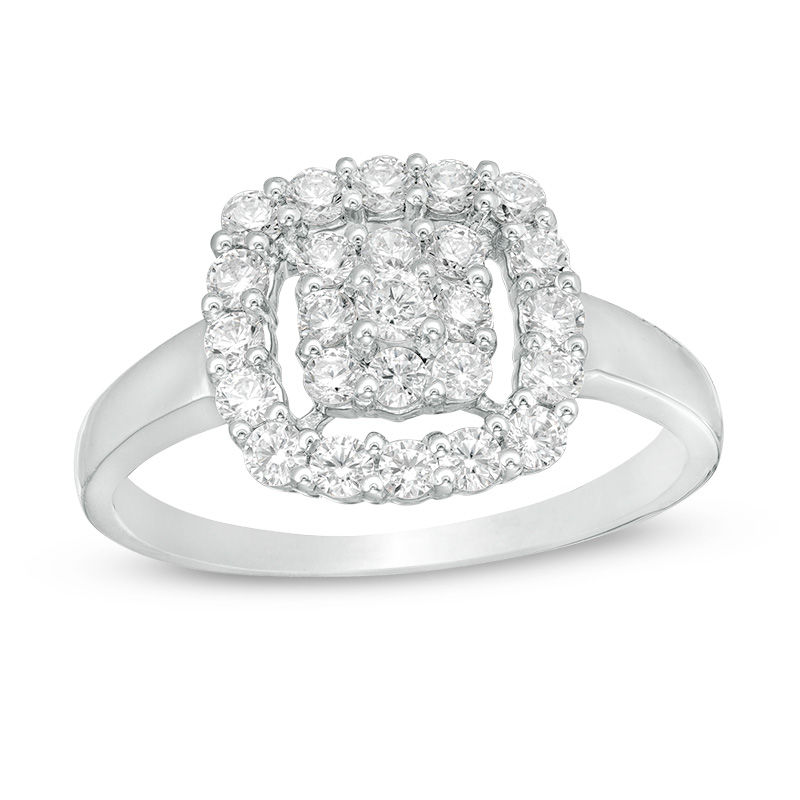 0.69 CT. T.W. Composite Diamond Cushion Frame Ring in 10K White Gold|Peoples Jewellers