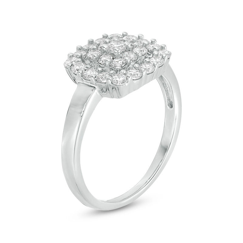 Main Image 3 of 0.69 CT. T.W. Composite Diamond Cushion Frame Ring in 10K White Gold