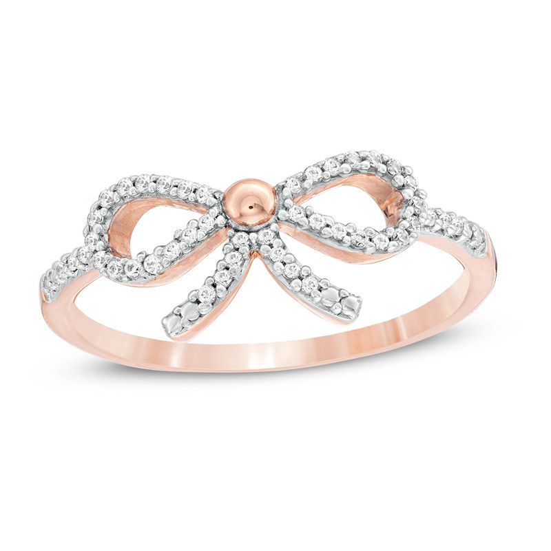 0.118 CT. T.W. Diamond Bow Ring in 10K Rose Gold|Peoples Jewellers