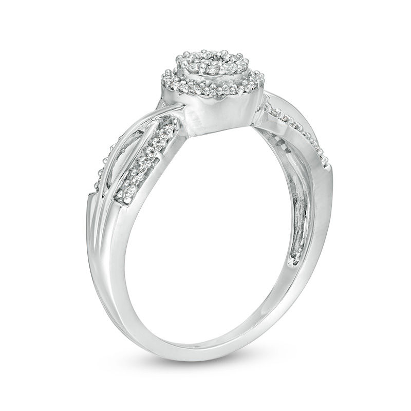 0.18 CT. T.W. Diamond Double Frame Twist Promise Ring in 10K White Gold