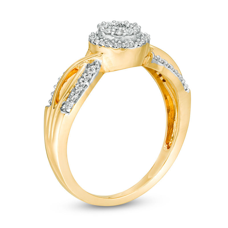 0.18 CT. T.W. Diamond Double Frame Twist Promise Ring in 10K Gold