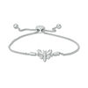 Diamond Accent Butterfly Bolo Bracelet in Sterling Silver - 9.5"