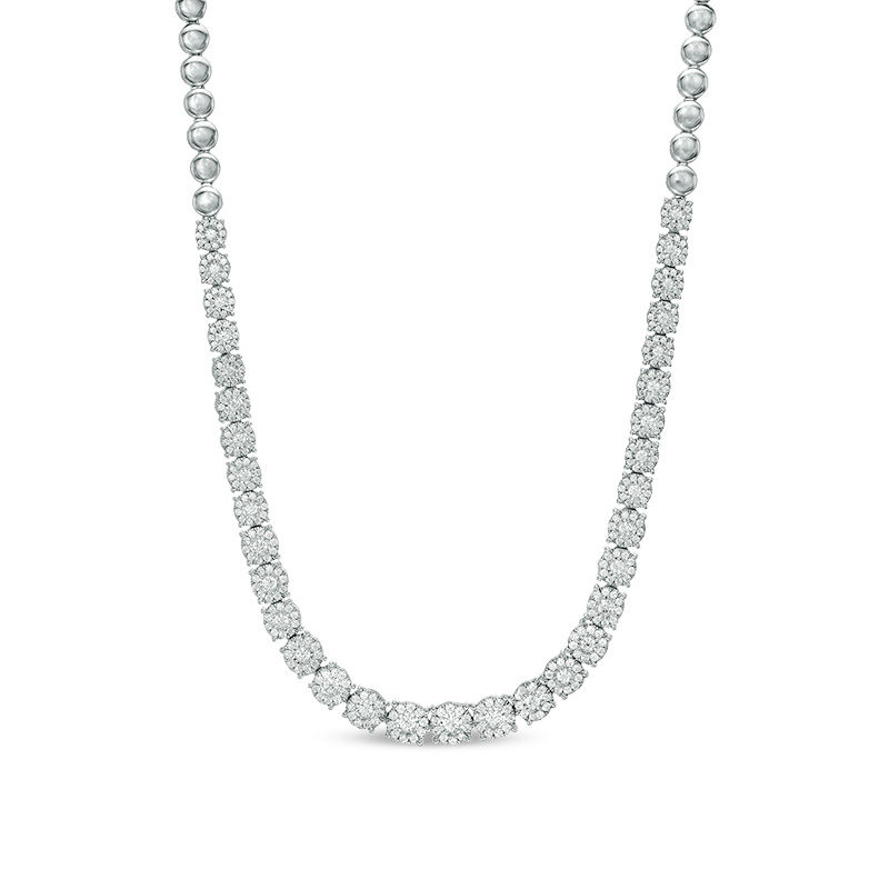 3.00 CT. T.W. Diamond and Bead Strand Necklace in 10K White Gold