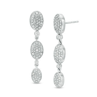 0.085 CT. T.W. Oval Composite Diamond Trio Drop Earrings in 10K White Gold