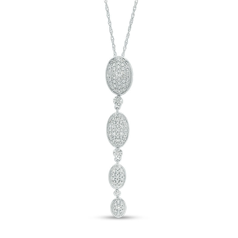 0.085 CT. T.W. Oval Composite Diamond Quad Drop Pendant in 10K White Gold