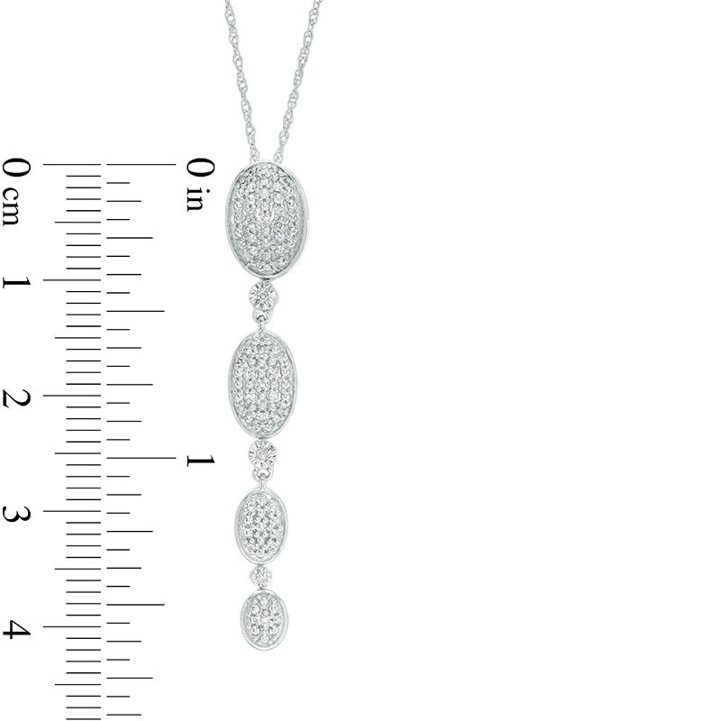 0.085 CT. T.W. Oval Composite Diamond Quad Drop Pendant in 10K White Gold