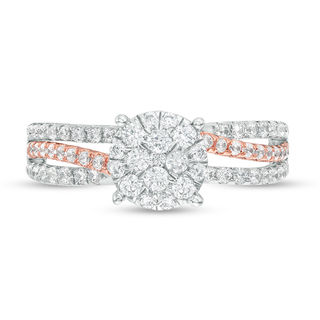0.75 CT. T.W. Composite Diamond Bypass Multi-Row Engagement Ring in 10K Two-Tone Gold