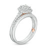 Thumbnail Image 3 of Perfect Fit 0.50 CT. T.W. Quad Diamond Cushion Frame Interlocking Bridal Set in 10K Two-Tone Gold