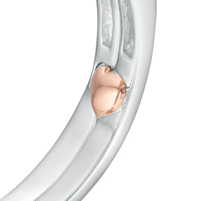 Main Image 4 of Perfect Fit 0.50 CT. T.W. Quad Diamond Cushion Frame Interlocking Bridal Set in 10K Two-Tone Gold
