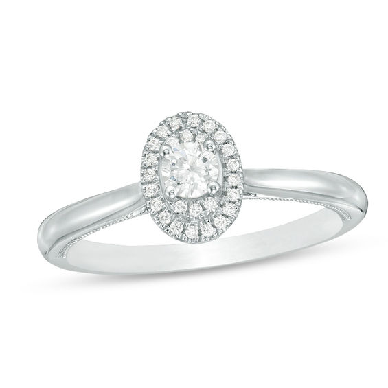 0.25 CT. T.W. Diamond Double Oval Frame Vintage-Style Engagement Ring in 10K Gold