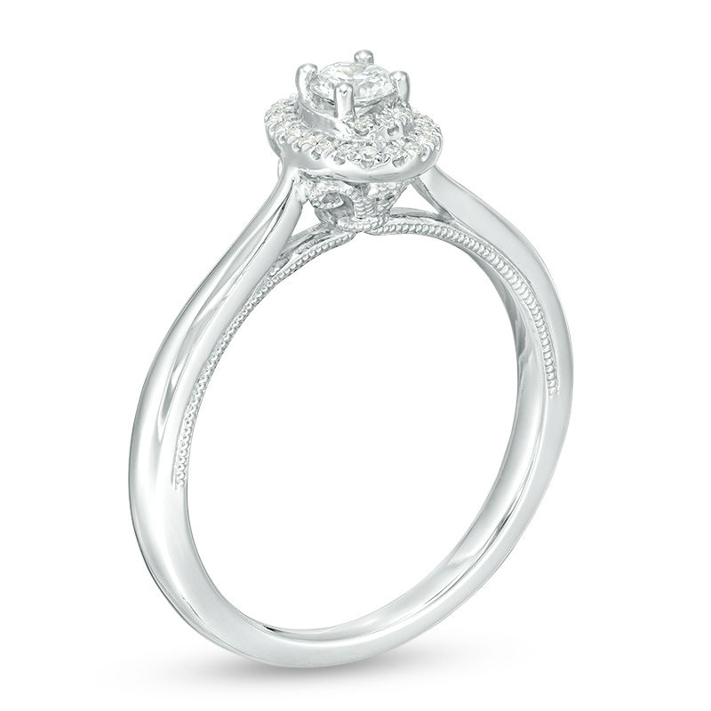 0.25 CT. T.W. Diamond Double Oval Frame Vintage-Style Engagement Ring 10K Gold
