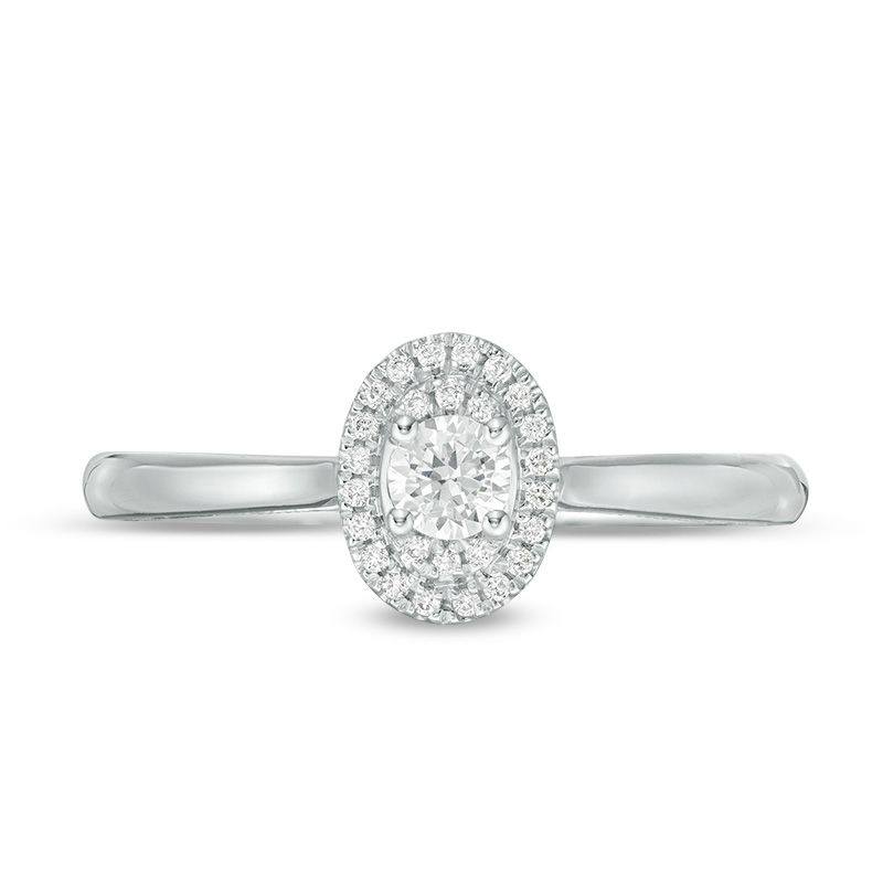 0.25 CT. T.W. Diamond Double Oval Frame Vintage-Style Engagement Ring in 10K White Gold